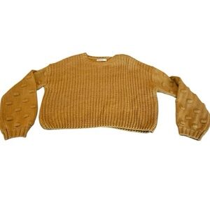 Moon & Madison Tan/Yellow Textured Sleeve Sweater Women's Small NWOT